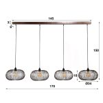 Hanglamp disk wire copper twist | 4 lichts | Ø35 | Zwart nikkel