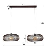 Hanglamp disk wire copper twist | 2 lichts | Ø43 | Zwart nikkel