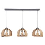 Hanglamp gebogen houten spijlen | 3 lichts | Ø30 | Massief mango naturel