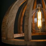 Hanglamp Gebogen houten spijlen | Ø60 | Massief mango naturel