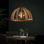 Hanglamp Gebogen houten spijlen | Ø60 | Massief mango naturel