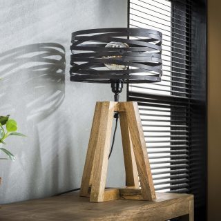 Tafellamp Twist | 1 lichts | houten kruisframe | Slate grey