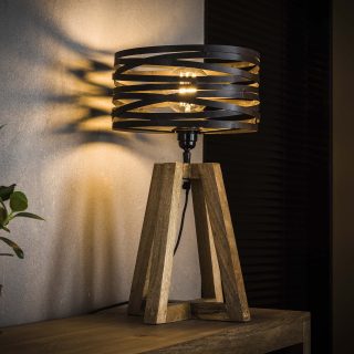 Tafellamp Twist | 1 lichts | houten kruisframe | Slate grey