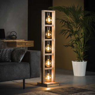 Vloerlamp Modulo houten frame | 5 lichts | Massief acacia naturel