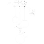 Hanglamp Bollique | 3 lichts | Transparant, Zwart