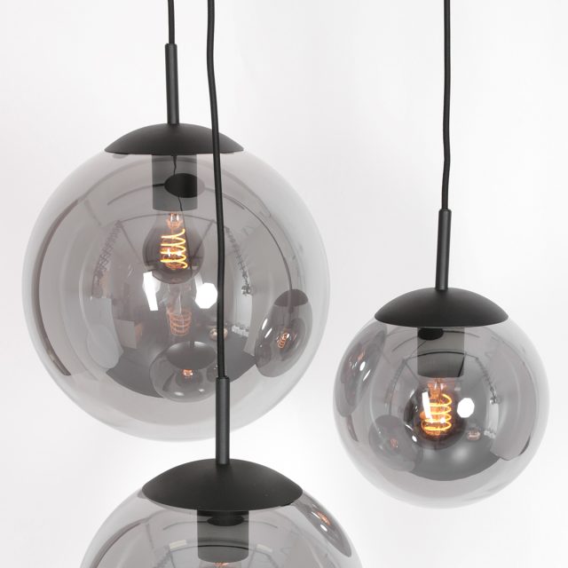 Hanglamp Bollique | 3 lichts | Transparant, Zwart