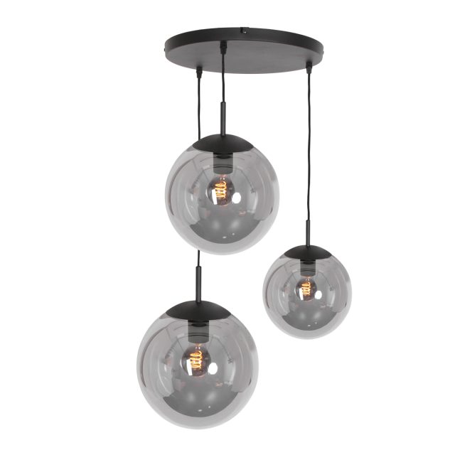 Hanglamp Bollique | 3 lichts | Transparant, Zwart
