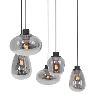 Hanglamp Reflexion | 5 lichts | Grijs, Zwart