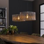 Hanglamp stringshade metal | 2 lichts | Zwart nikkel