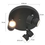 Plafondlamp Natasja LED | 3 lichts | Zwart