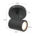 Spot Upround LED | 1 lichts | Zwart