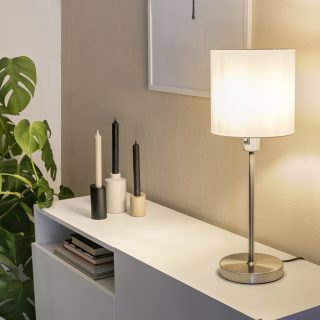 Tafellamp Noor | 1 lichts | Zilver, Grijs, Wit