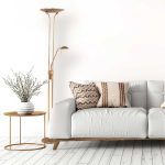 Vloerlamp Biron | 2 lichts | Brons, Bruin, Wit