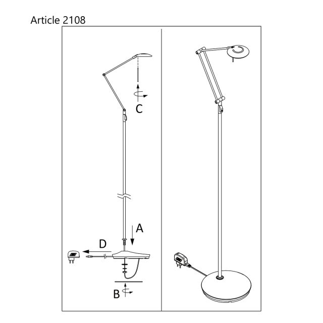 Vloerlamp Zodiac LED | 1 lichts | Brons, Bruin, Wit