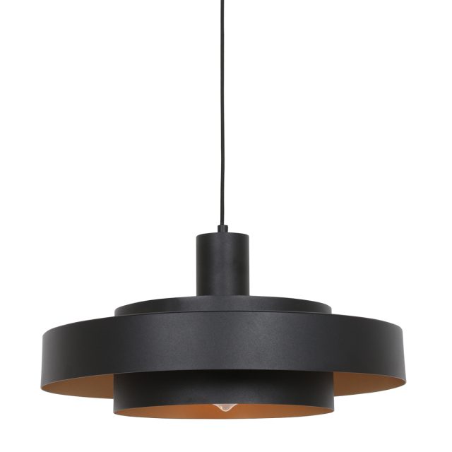 Hanglamp Flinter | 1 lichts | Ø 50 cm | mat zwart & goud - Afbeelding 1