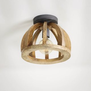 Plafondlamp gebogen houten spijl | Massief mango naturel