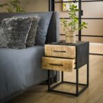 Nachtkastje Metal wood | 2 lades | 40x40x60 cm | mango antiek - Afbeelding 2