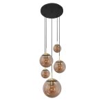 Hanglamp Bollique | 5 lichts | Ø 375 cm | amber & messing - Afbeelding 6