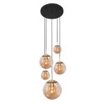 Hanglamp Bollique | 5 lichts | Ø 375 cm | amber & messing - Afbeelding 2