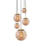 Hanglamp Bollique | 5 lichts | Ø 375 cm | amber & messing