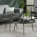 Salontafel set van 2 rond Metallic | Ø 76 cm | grijs