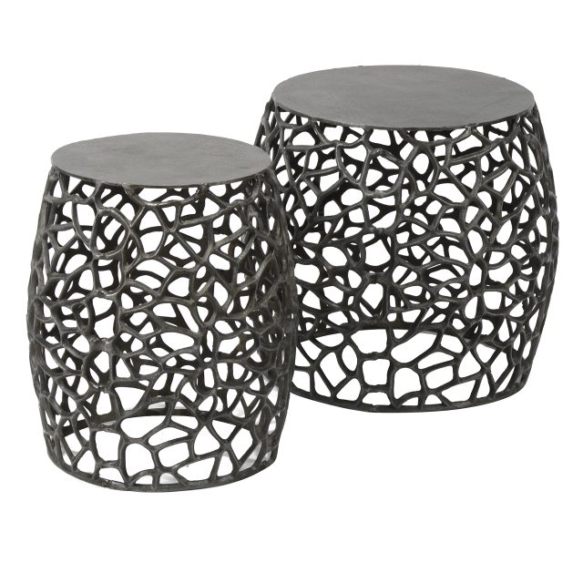 Bijzettafel set van 2 Maze | zandgegoten | zwart nikkel | 45x45x42 cm - Afbeelding 3