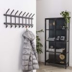 Garderobe | 8 haken | ronde buis | 90x10x33,5 cm | donkergrijs mat