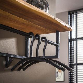 Kapstok edge 6 haken hoedenplank | Massief acacia naturel