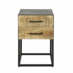 Nachtkastje Metal wood | 2 lades | 40x40x60 cm | mango antiek - Afbeelding 3