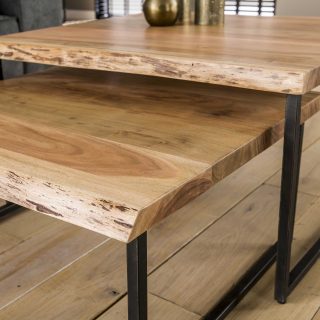 Salontafel edge | Set van 2 | Massief acacia naturel