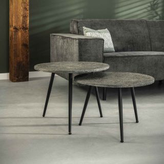 Salontafel Ø55 | Set van 2 | Metallic ronde buis | Grijs