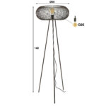 Vloerlamp Copper Twist | 1 lichts | 50x50x140 cm | Zwart nikkel - Afbeelding 4