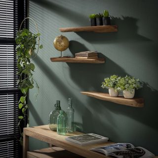 Wandschap edge | 60cm | Set van 3 | Massief acacia naturel
