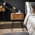 Nachtkastje Wave | 1 lade | 45x40x60 cm | massief mango | zandkleur