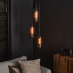 Hanglamp getrapt smoke glas | 3 lichts | Ø 35 cm | Artic zwart