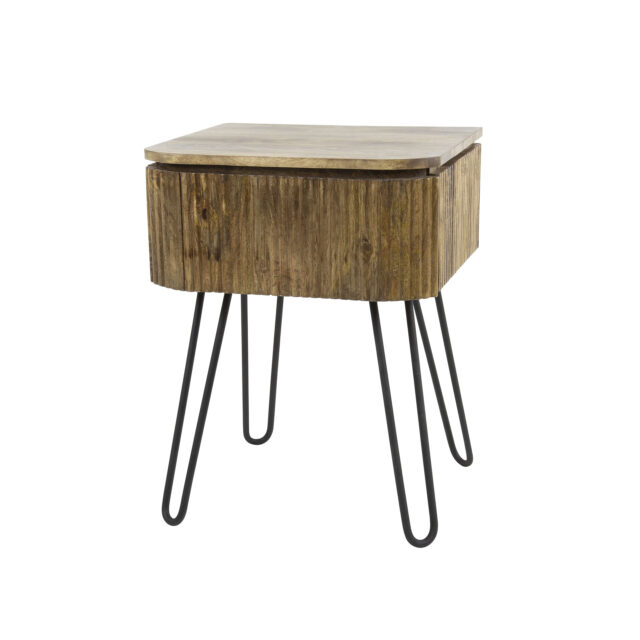 Nachtkastje Wave | 1 lade | 45x40x60 cm | massief mango | zandkleur - Afbeelding 5