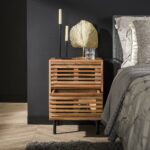 Nachtkastje Slide | 2 lades | 45x35x63 cm | massief acacia | naturel - Afbeelding 2