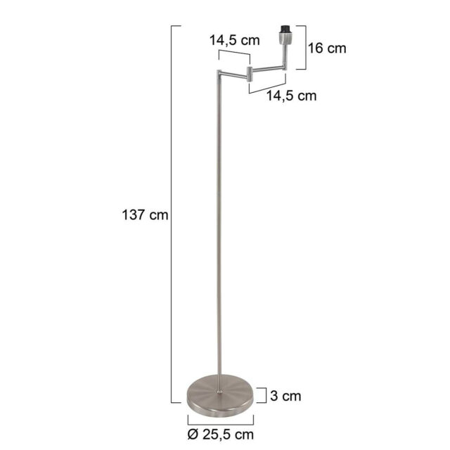 Vloerlamp Bella | 1 lichts | E27 | 45x137 cm | staal - Afbeelding 6