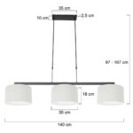 Hanglamp Stang landelijk | 3 lichts | 140x30 cm | wit & zwart - Afbeelding 7