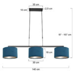 Hanglamp Stang | 3-lichts | E27 | Ø 30 cm | blauw & zwart - Afbeelding 8
