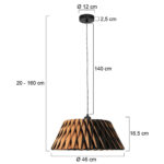 Hanglamp Maze | 1 lichts | Ø 46 cm | beuken & zwart/wit cable - Afbeelding 7