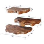 Wandschap set van 3 Natural line | 55x25x4 cm | gerecycled teakhout - Afbeelding 5