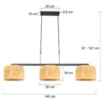 Hanglamp Stang | 3 lichts | Ø 30 cm | mat zwart & naturel - Afbeelding 6