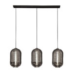 Hanglamp tub chromed glass | 3 lichts | 105x22x150 cm | Artic zwart - Afbeelding 4