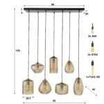 Hanglamp Stripe glass horizontal | 7 lichts | 93x40x150 cm | amber - Afbeelding 6