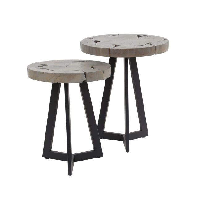 Bijzettafel set | 2 stuks | 40x40x50 cm | grijs gemixt - Afbeelding 3