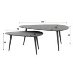 Salontafel set van 2 niervormig | Ceramic | 100x50x40 cm | zwart - Afbeelding 4
