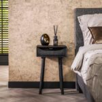 Nachtkastje 1L sleek wood inlay | Massief acacia zwart
