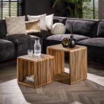 Salontafel set|2 rib | Teakhout verweerd