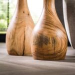 Bijzettafel set|2 massieve voet druppel | Massief ac - Afbeelding 2